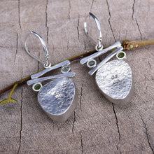 Load image into Gallery viewer, Fused dichroic glass earrings in handmade settings of sterling silver (E910)
