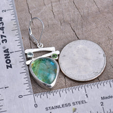 Load image into Gallery viewer, Fused dichroic glass earrings in handmade settings of sterling silver (E910)
