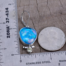 Load image into Gallery viewer, Fused dichroic glass earrings in handmade settings of sterling silver (E911)
