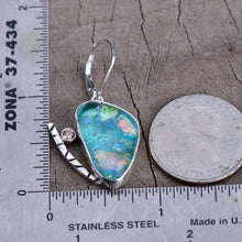 Load image into Gallery viewer, Fused dichroic glass earrings in handmade settings of sterling silver (E912)
