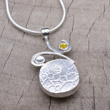 Load image into Gallery viewer, Fused glass pendant necklace in a handmade setting of sterling silver (N916)
