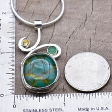 Load image into Gallery viewer, Fused glass pendant necklace in a handmade setting of sterling silver (N916)
