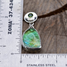 Load image into Gallery viewer, Fused dichroic glass earrings and handmade settings of sterling silver. (E917)
