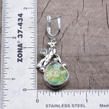 Load image into Gallery viewer, Fused dichroic glass earrings and handmade settings of sterling silver. (E918)
