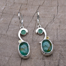 Load image into Gallery viewer, Fused glass earrings in handmade settings of sterling silver (E919)
